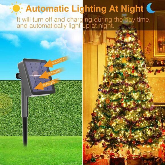 2 Pack 78FT 240 LED 8 Modes Solar String Cooper Wire Fairy Light Outdoor Yard US - Picture 4 of 12